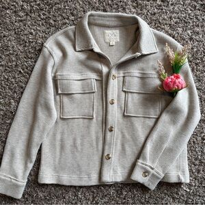Thread & Supply Beige Waffle Knit Jean Jacket